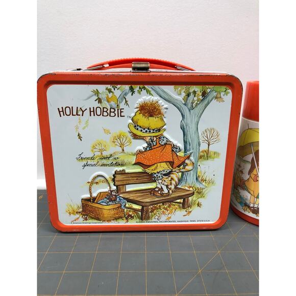Rare Vintage 1970 Holly Hobbie Orange Metal Lunchbox with Thermos Aladdin Ind. - Picture 3 of 10